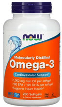 Загрузить изображение в средство просмотра галереи, NOW Foods, Omega-3, 180 EPA /120 DHA, 200 Softgels